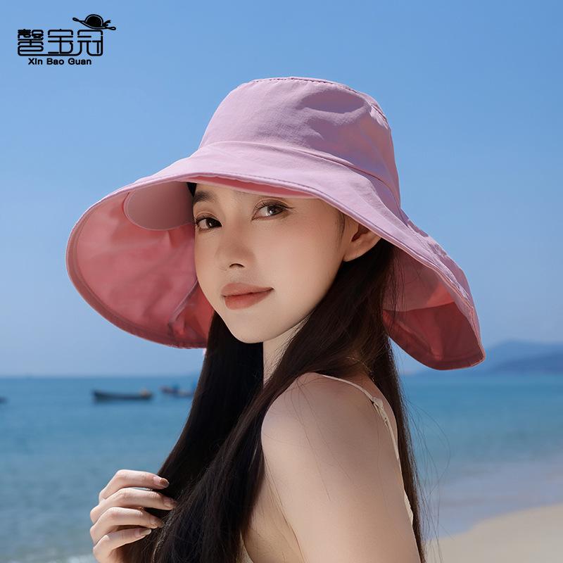 Spring and summer outdoor double-eave sunscreen hat fashion shawl sun hat children's quick-drying waterproof bucket hat