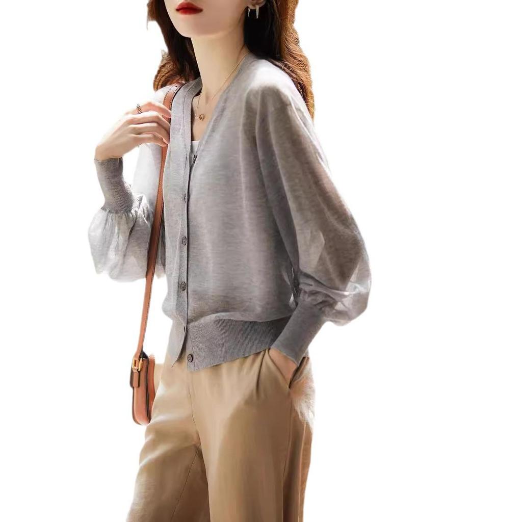 Women's Korean Style Ice Silk Knit Cardigan - Lightweight, Breathable, Sun Protection for Spring & Summer