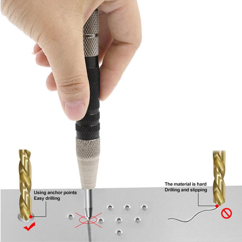 128/155mm Automatic Center Punch Woodworking Metal Puncher Steel Hole Self Pin Mark Spring Loaded Dent Marker Location Hand Tool