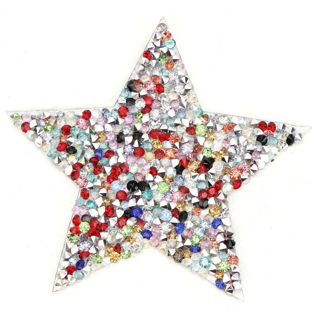 Aufnäher mit Strasssteinen, Stern-Applikation, zum Aufbügeln auf Kleidung, für Kleider, Schuhe, Taschen, Hüte, 10 Stück (Bunt)