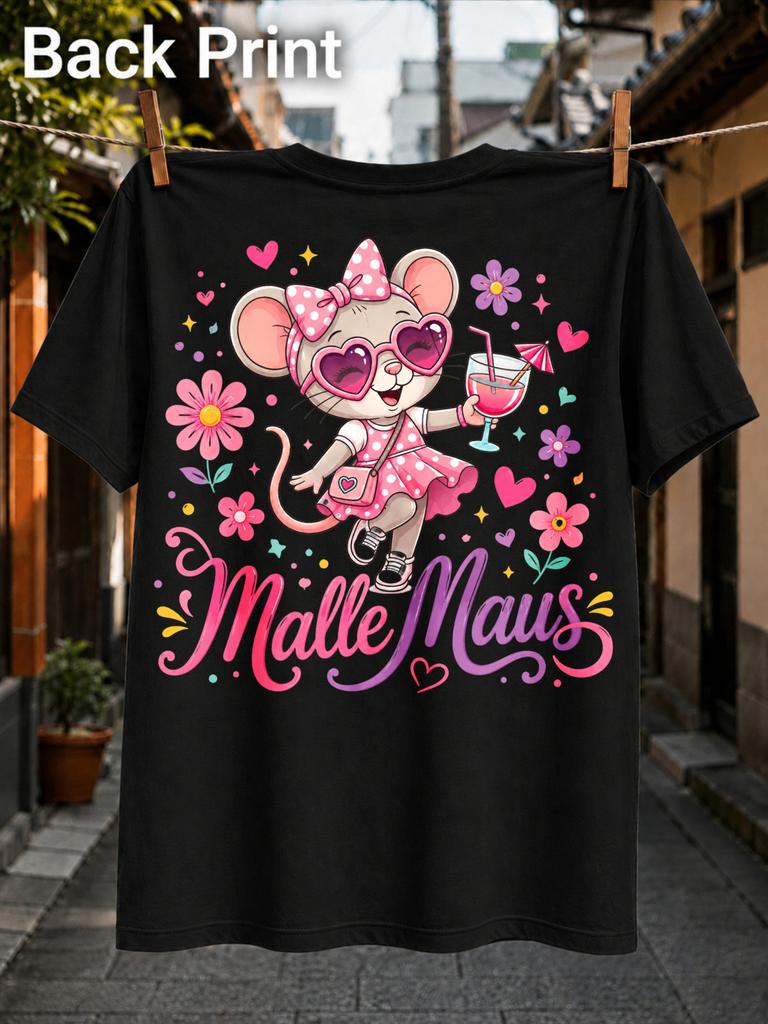 Cute Malle Maus Mouse In Pink Polkadot Dress And Heart Holding A Tropical Cocktail Unisex All Unisex All Tshirt