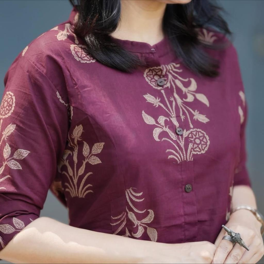 Women Pure Cotton Designer Kurti Indian Bollywood Top Tunic Ethnic Kurta Pant Set