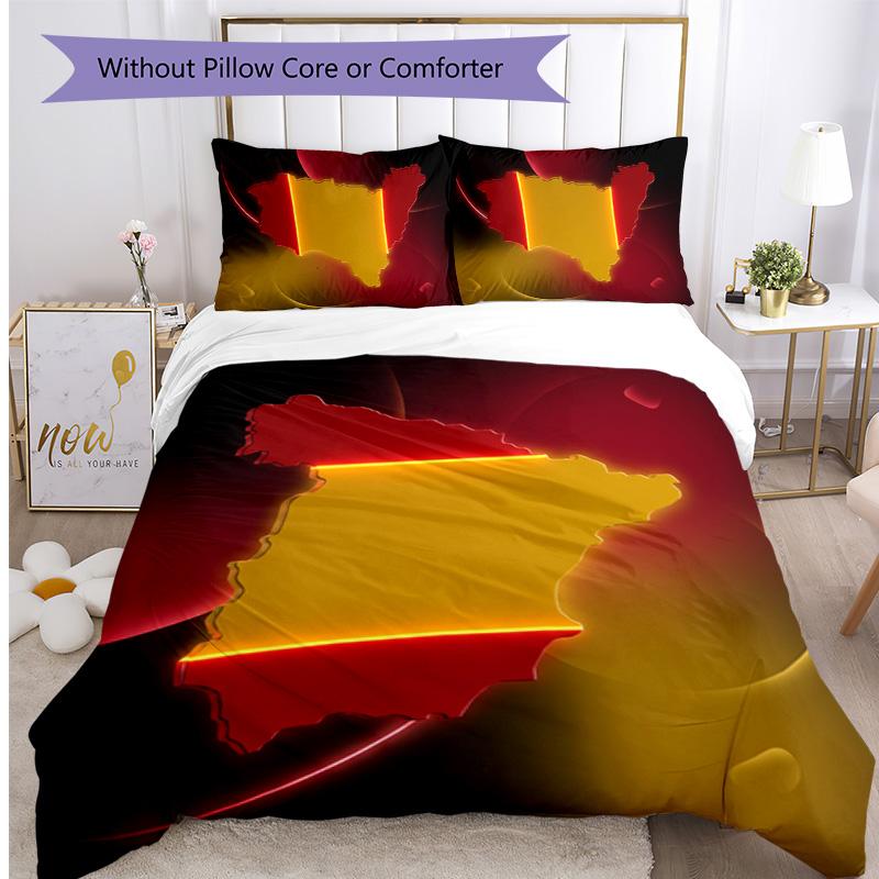 Spain Football Printed Bedding 3 Piece Set Cozy Breathable Bed Cover Set As Housewarming Holiday Gift