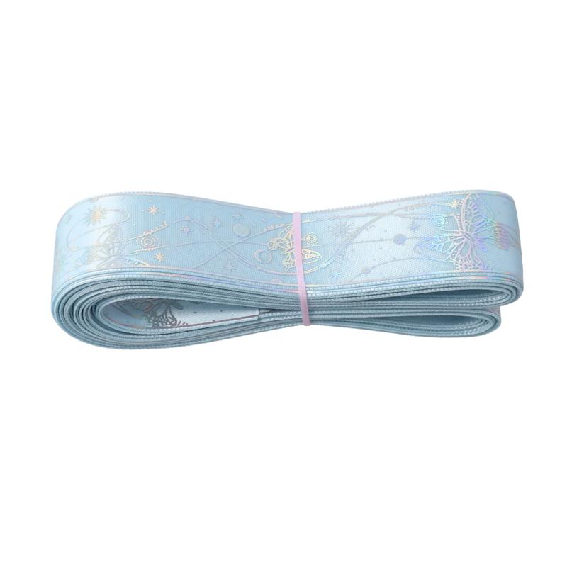 1 Roll DIY Hot Stamping Material Printed Pattern Butterfly Ribbon Creative Hot Stamped Ribbon Lace Accessories 2.5x450cm