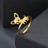Cute Chihuahua Dog Ring Stainless Steel Gold Women Rings Animal Jewelry Birthday Gift