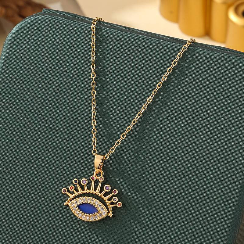 Beliebte Halskette mit blauem bösen Blick aus Titanstahl für Damen – Vielseitiger und personalisierter Schlüsselbeinkettenschmuck