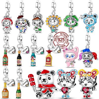 Original New Charms Beads Pendant Copper Imported Liquor Cute Doll Series Charm Fit Bracelet Bangle Diy Women Jewelry Gift