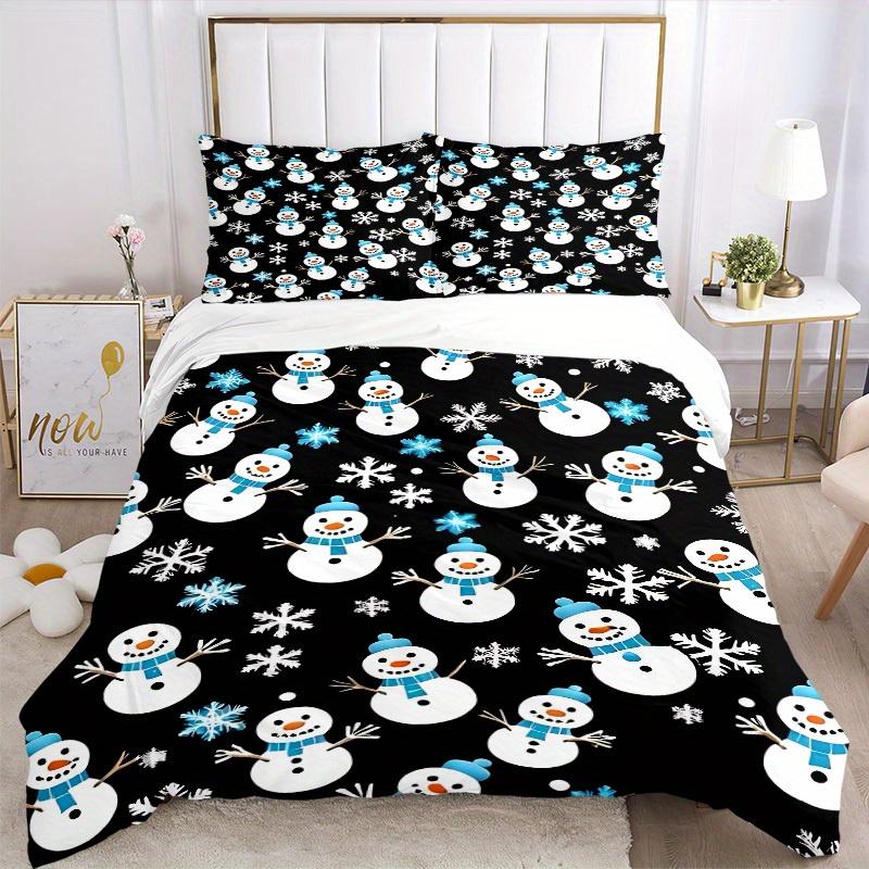 3pcs Snowman Pattern Bedding Set, Ideal for Home Use, Suitable for Bedroom Decor (1*Duvet Cover + 1/2*Pillowcases, No Core) Yy250821186