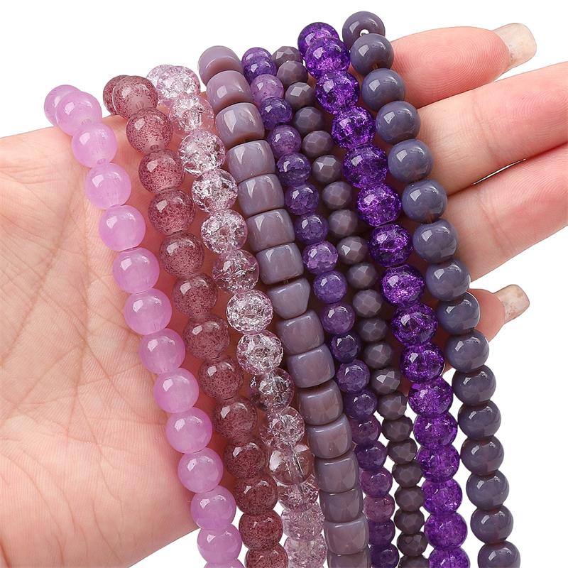 Lila Farbe Kristall Glas Perlen Lose Platz Perlen für Armband Halskette DIY Schmuck Handwerk Machen Zubehör