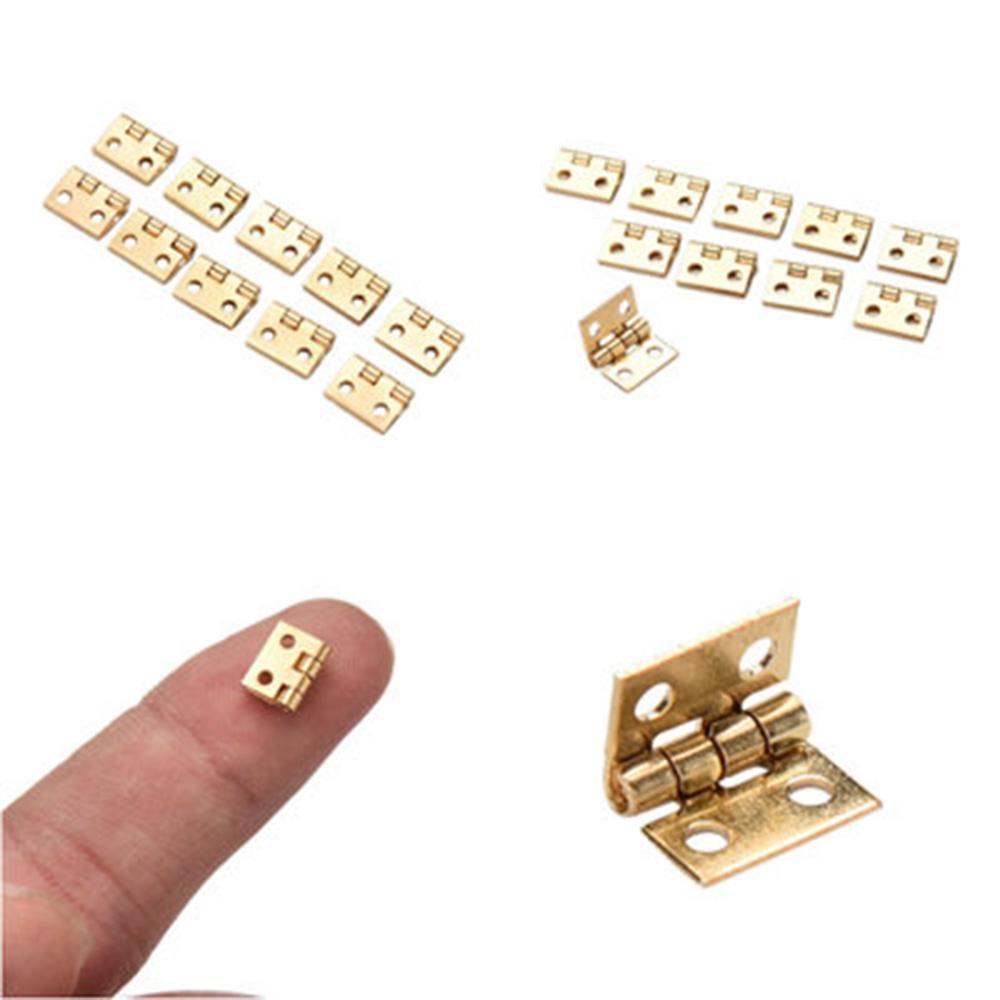 20pcs 10x8mm Tiny Gold/Silver Mini Small Metal Hinge For 1/12 House Miniature Cabinet Dollhouse Furniture Fittings Home Hardware
