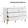 Modern 6-Drawer Chest, White Storage Chest with Zinc Alloy Handles & Steel Legs, 120×40×78cm MDF Cabinet for Bedroom, Living Room, Entryway