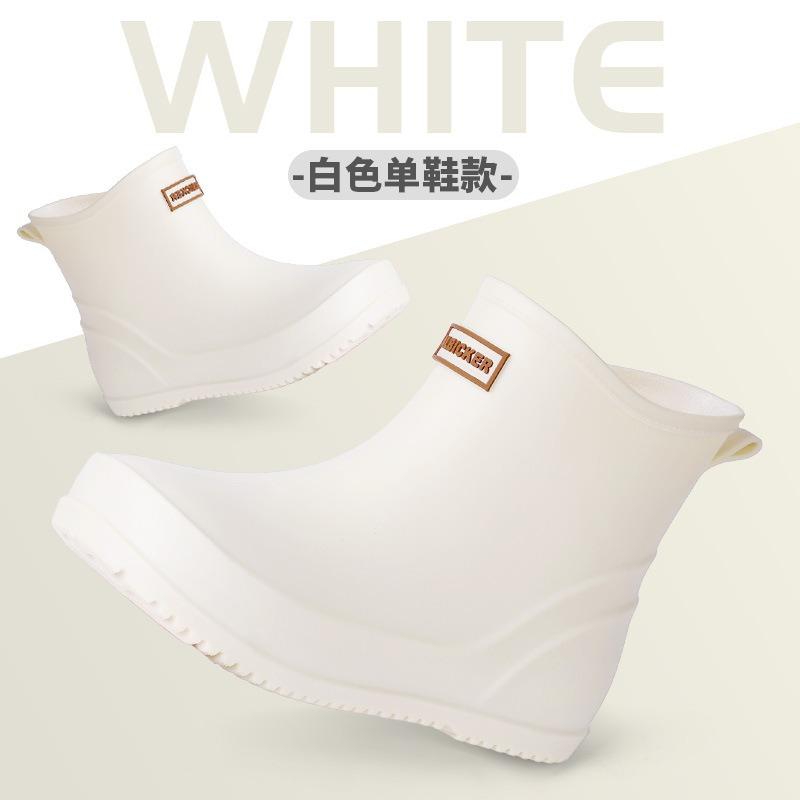 Fashion Rain Shoes Women's Short Rain Boots Round Head Exquisite Girls Versatile Outdoor Wading Shoes Rainy Day Non-slip Water Shoes Rubber Shoes