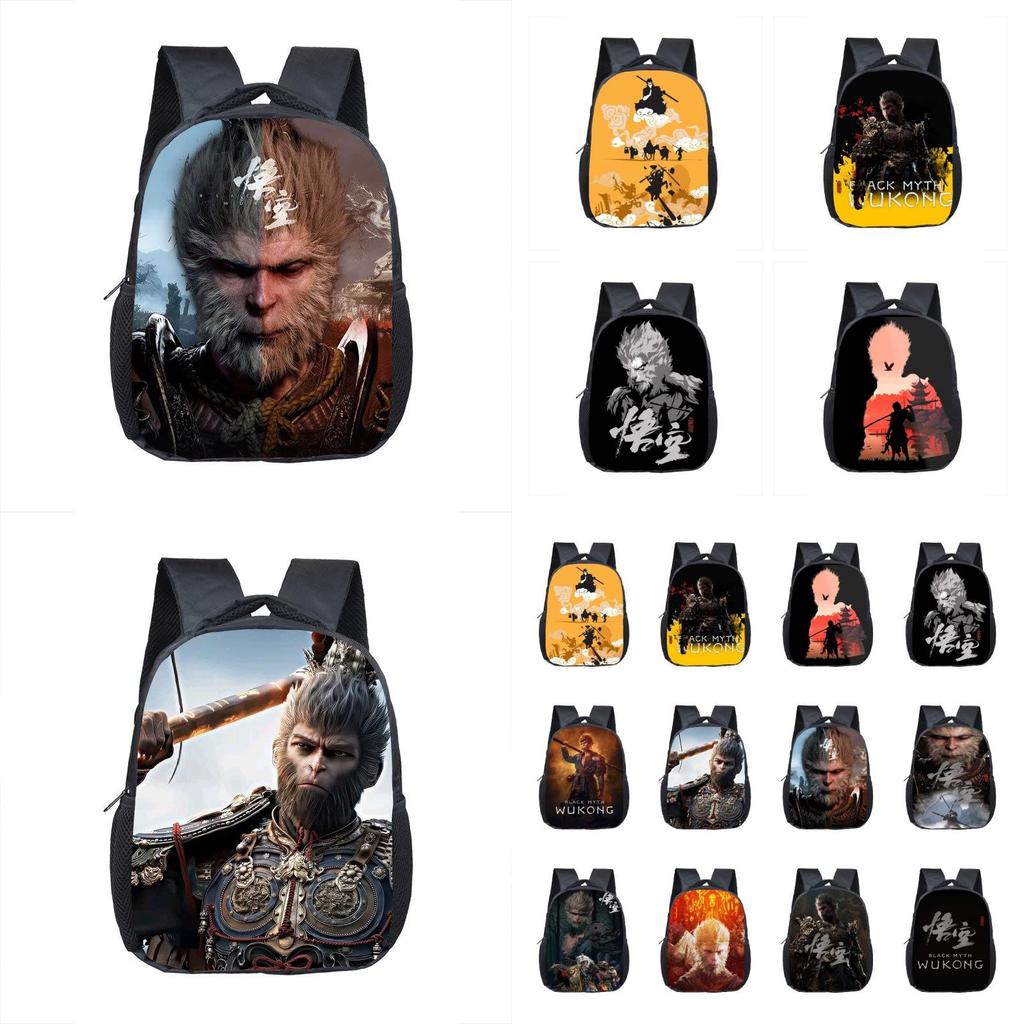 Adorable 2024 Black Myth Wukong Cartoon Backpack For Kids Age 3 To 5 With Breathable Design