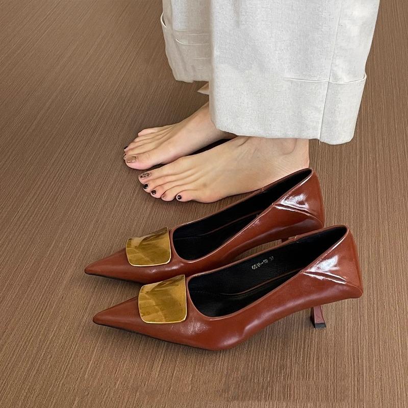 Fashion New Style Fashion Women's French Pointed-toe Women's Elegant and Stylish Slim Single-heeled Shoes for Socialites Zapatos Mujer