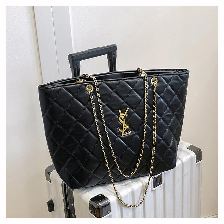 Diamond Lattice Women's Autumn Bag - Korean Style Large Capacity Chain Shoulder Bag for Work Commute