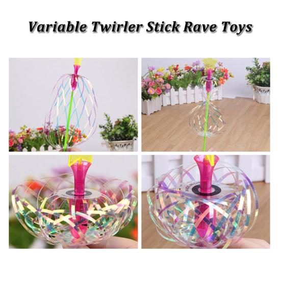 10Pcs Rainbow Spinner Toy Rainbow Twirler Stick Ribbon Fairy Wands Bright Glitter Wand Twirling Wand Light Up Spinning Toys for Festivals Party