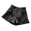 2025 Women's High Waist Leather Shorts: Korean Style Wide-Leg, Bootcut, Versatile for Autumn/Winter