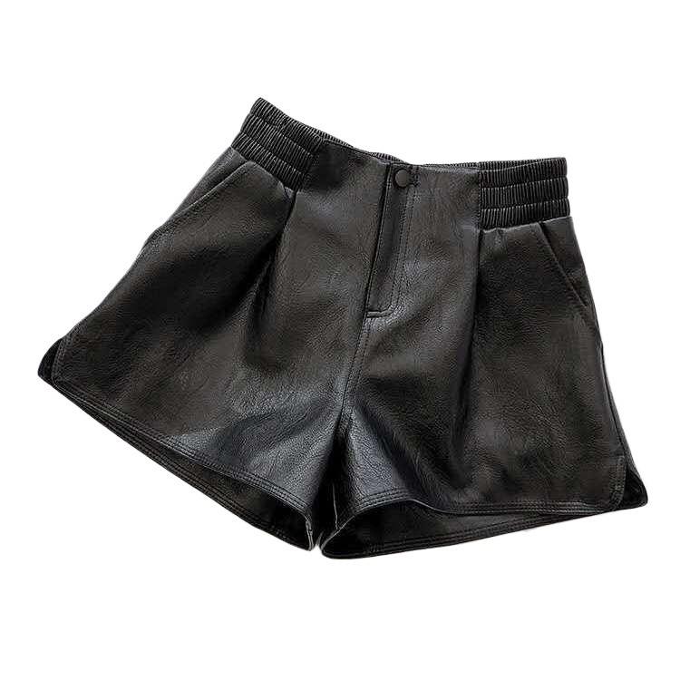 2025 Women's High Waist Leather Shorts: Korean Style Wide-Leg, Bootcut, Versatile for Autumn/Winter