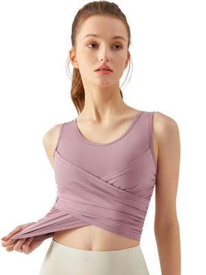 VeroMan Yoga Short Tank Top with Stays Pilates Wear, Cups, Put, Top, Ppi-ttb032 (Pink, Small)