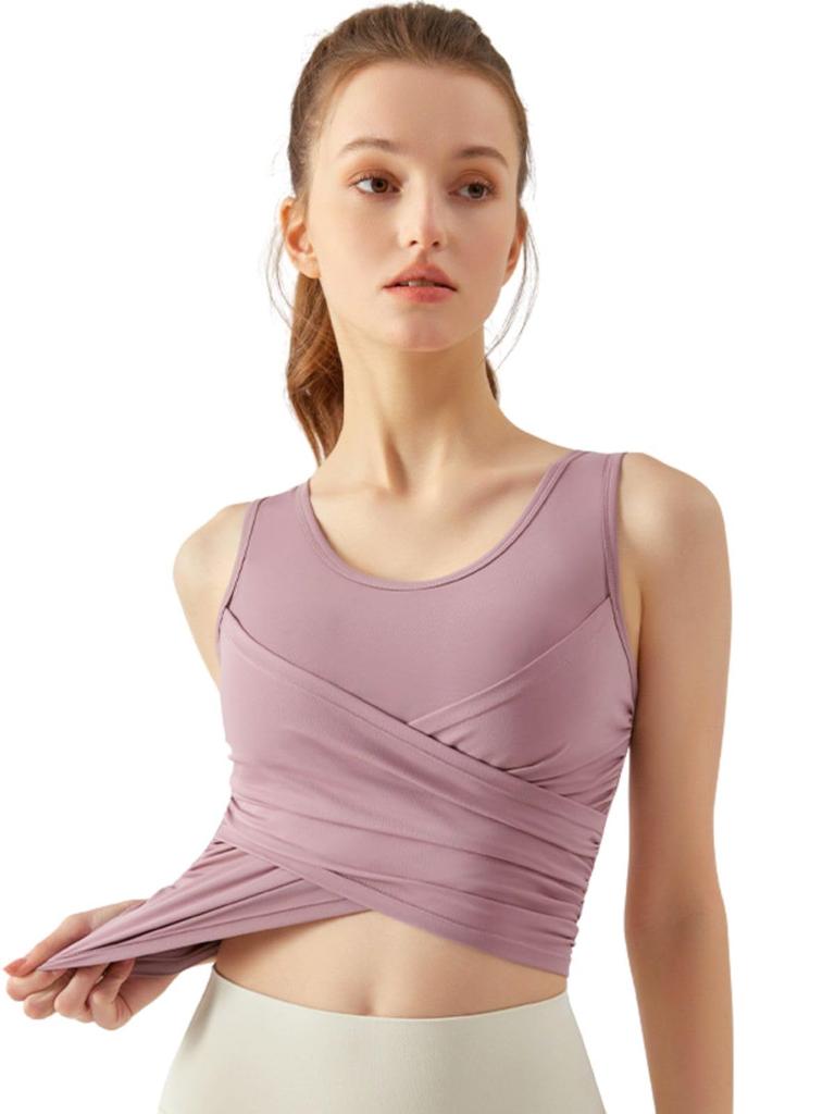 VeroMan Yoga Tank Top with Short Stays Size Cups, Length, put, ppi-ttb032 (Pink, M)
