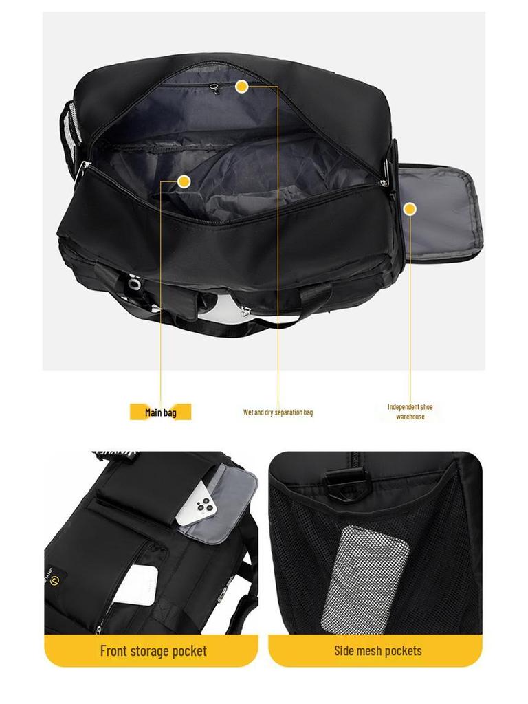 Wodoodporna Torba na Ramię Sportowa i Fitness na Zewnątrz - Unisex, Duża Pojemność, Przegrody Mokra/Sucha, Idealna na Krótkie Wyjazdy