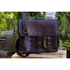 Mens Genuine Vintage Large Black Leather Shoulder Messenger Laptop Bag Briefcase