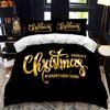 Christmas Polywster Duvet Cover Set King Queen Size Winter Red Santa Claus Gift Merry Christmas For Boys Girls Teens Bedding Set