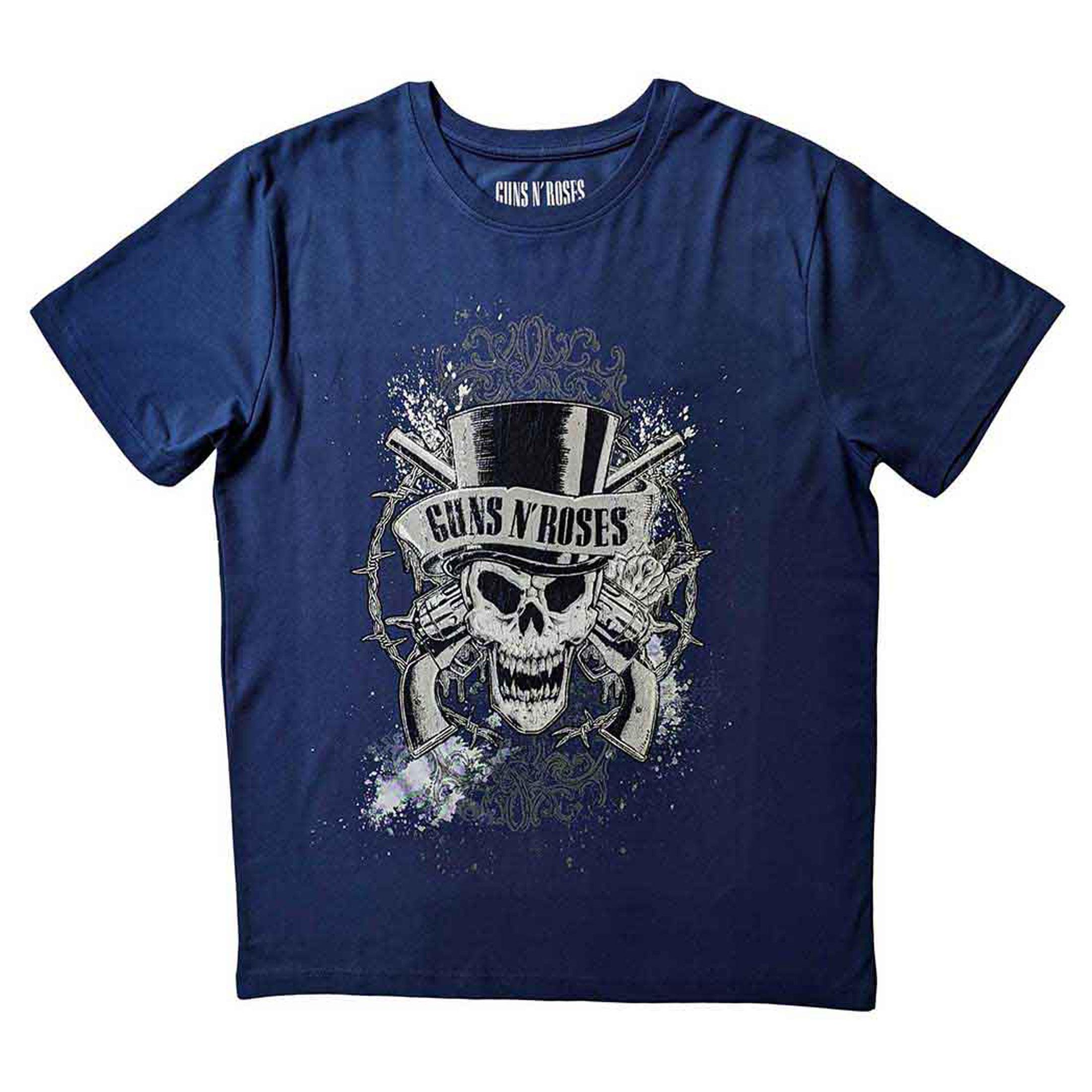 Guns N Roses Unisex TShirt Faded Skull Blue XL