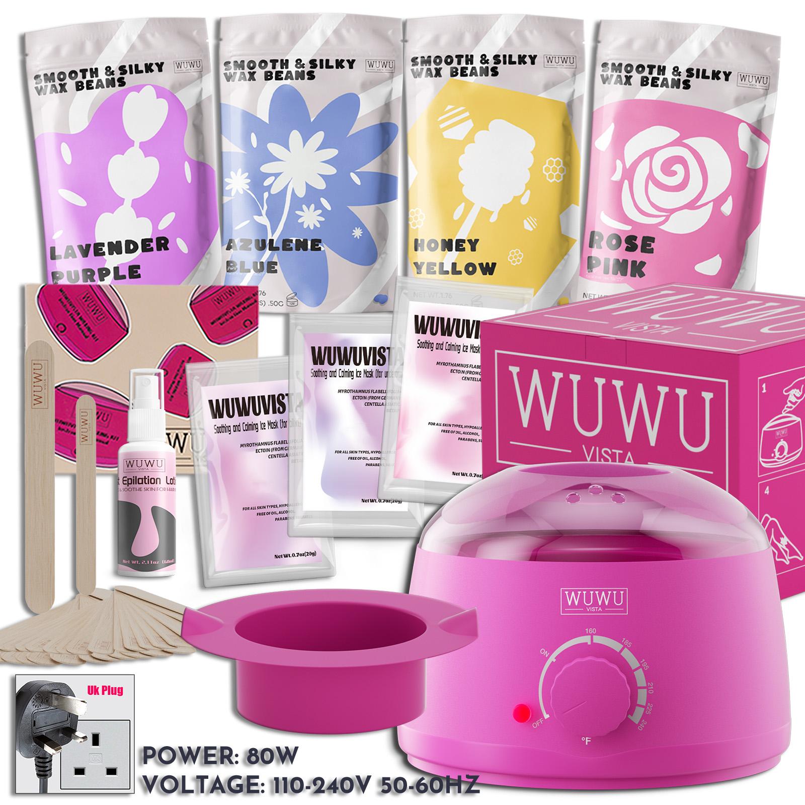 

Роскошный подарочный набор для депиляции воском 29 предметов – набор твердого воска WUWUVISTA Gold-Standard с нагревателем и шариками для депиляции всего тела/бразильской эпиляции UK Plug