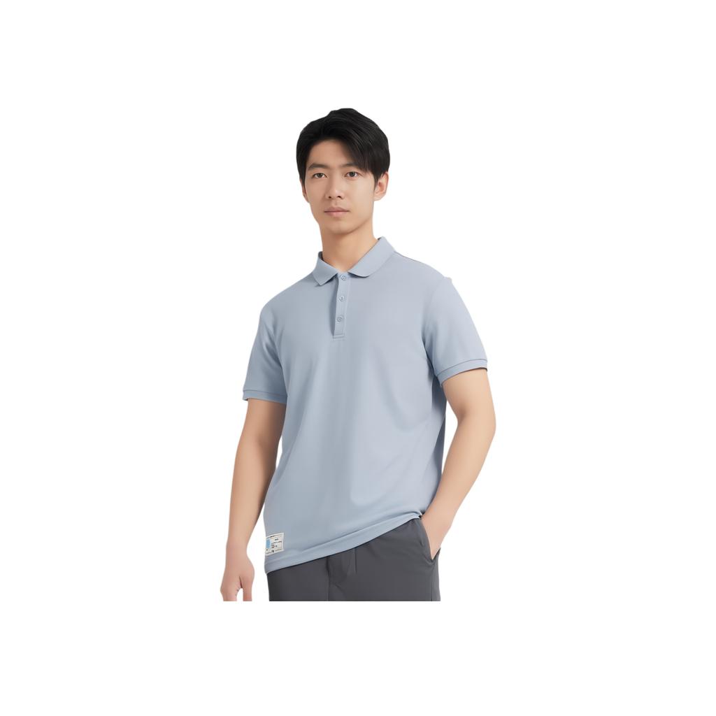 Li Ning Sports Lifestyle Series Solid Color Simple Short Sleeve Polo Shirt Men Polo Shirts Mist-Blue APLS041-12