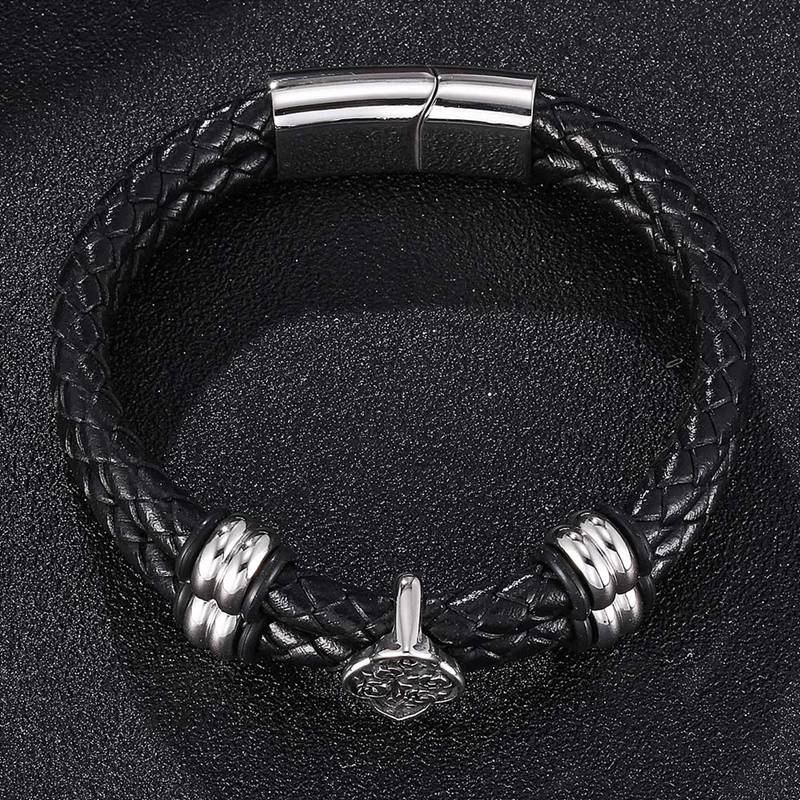 Fashion Men Women Double Leather Bracelet Trinkets Bangles Fashion Punk Male Jewelry