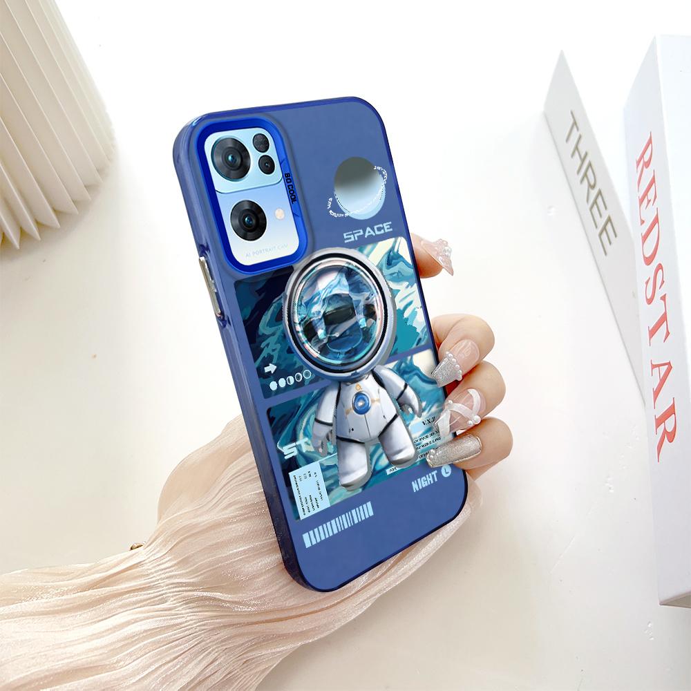 جراب هاتف مزدوج الجوانب مقاوم للصدمات ومضاد للسقوط بنمط مطلي بلون فضي ملون لهاتف OnePlus OPPO Reno Realme