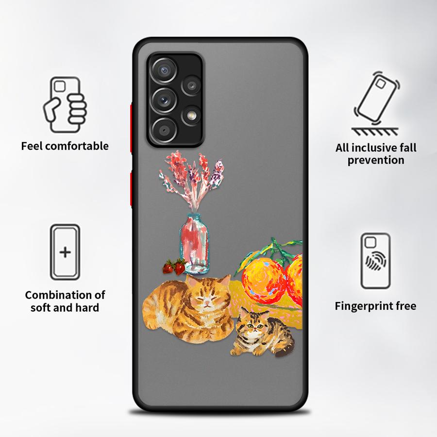Creative Art Cat Case for Samsung Galaxy A53 A52S A72 A34 A36 A56 A55 A16 A15 A54 A14 A23 A73 A33 A17 A52 A35 Phone Cover