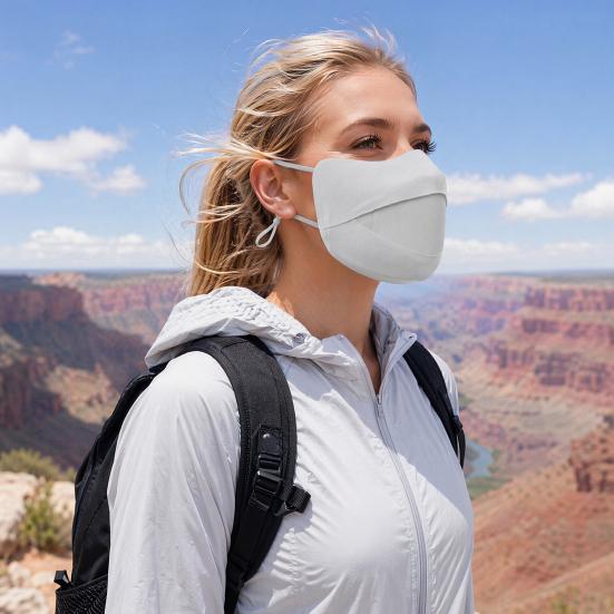 Soft Ice Silk Face Guard, Half Face Sun Protection Mouth Guard, Breathable Holes Face Shield with Elastic Ear Hooks for Cycling Running Hiking