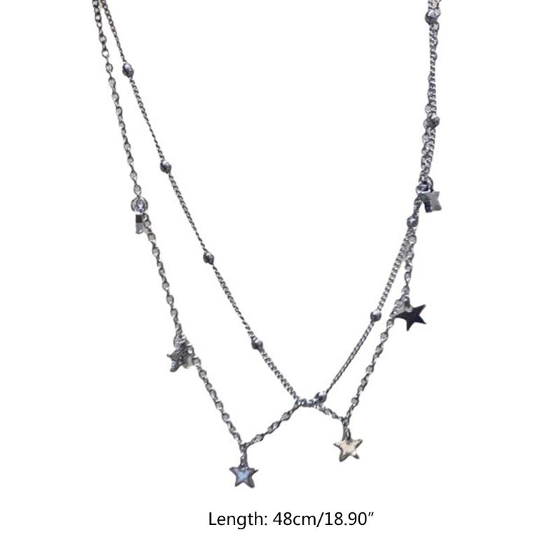 Collier Étoile Y2K Double Couche Collier Pendentif Étoile à Cinq Branches Choker Collier Pendentif Étoile à Cinq Branches pour Femmes