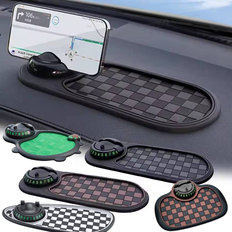3 in 1 Dashboard Anti Slip Mat with Phone Mount 360-Degree Rotation Car Phone Holder Non-Slip Adhesive Mat w/Mobile Phone Number