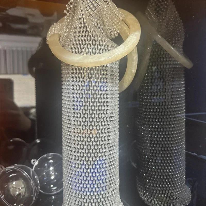 

Хрустальная сумка-рукав для хранения вина Портативная Элегантная Подставка для бутылки воды Блестящие стразы Красное вино Переноска Плетеная сумка Креативный подарок 1pc empty bag прозрачный
