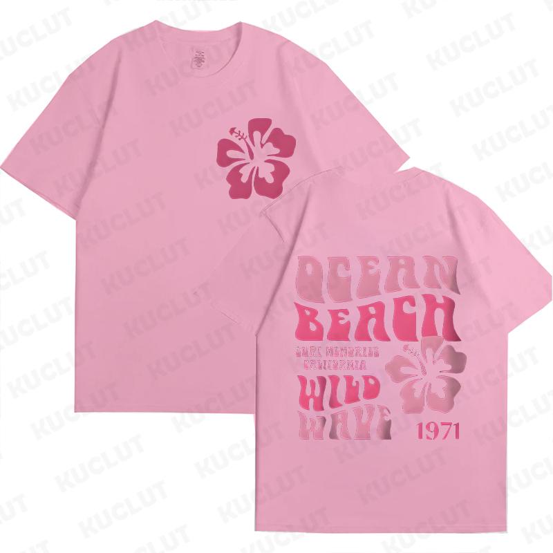 

Beach Surf Tshirt for Unisex Hibiscus Preppy Clothes Coconut Girl Trendy Aesthetic Tee Shirts Short Sleeve Oneck Unisex Clothes S