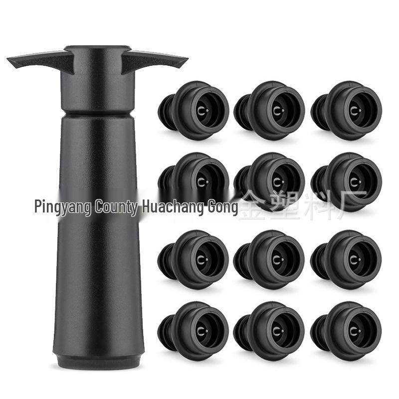 Pompka próżniowa do wina ze stali nierdzewnej i czarnej z korkiem silikonowym