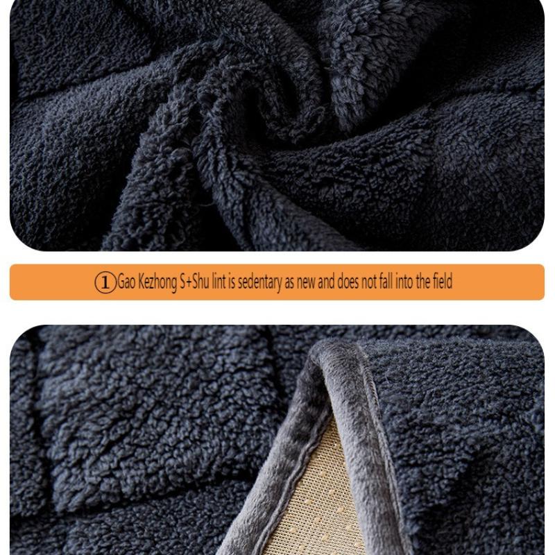 Shu Cotton Lint Sofa Cushion Thickened Autumn and Winter Plush Straight Row Leather Sofa Seat Cushion Dirt-resistant Simple Non-slip Cover