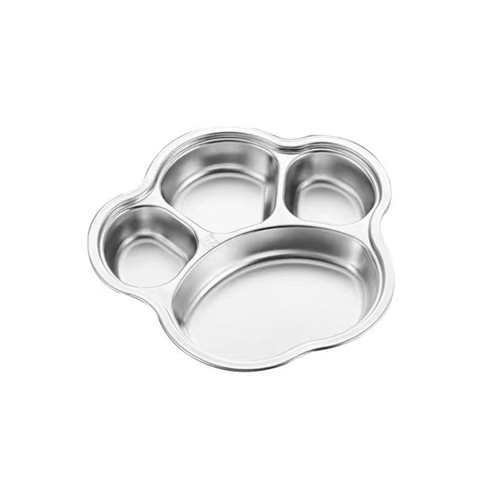 Silver Divided Dinning Plate 304 Stainless Steel Food Container Kid Feeding Service Plate Cartoon Animal Shape Food Tray