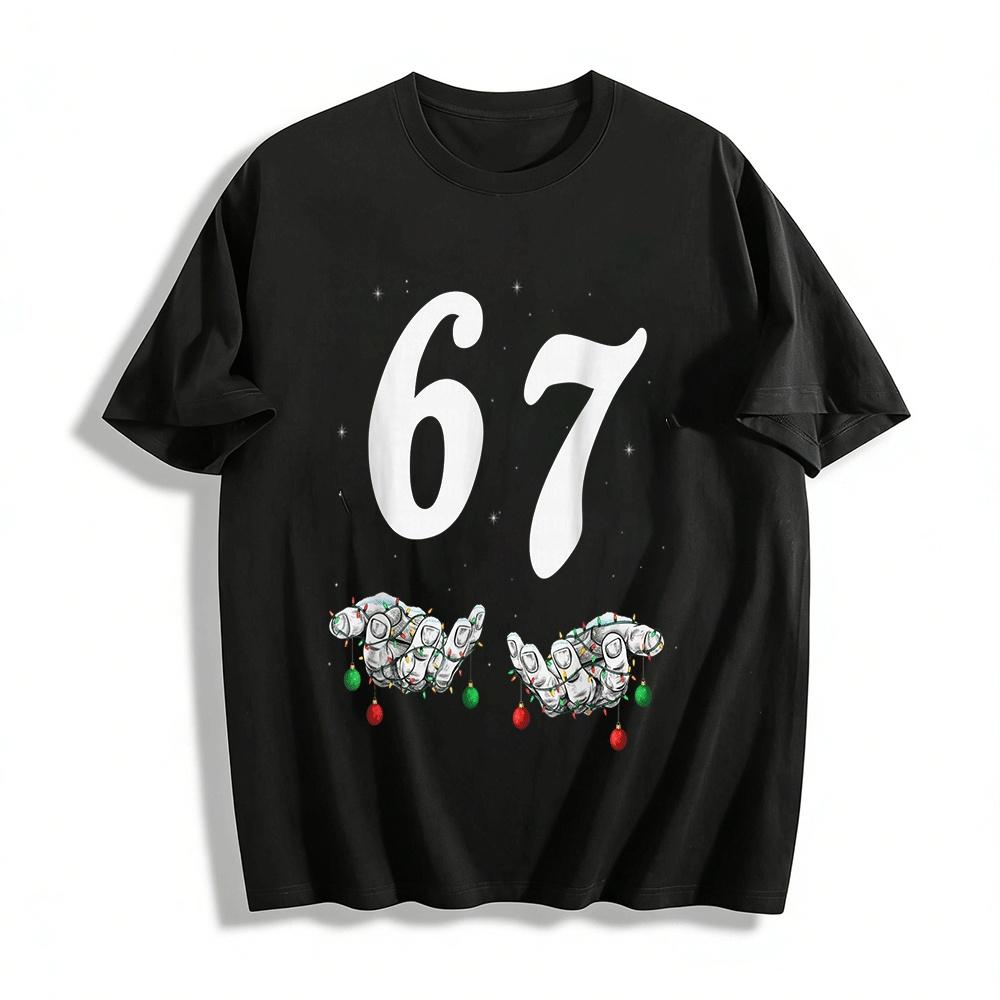 Christmas Lights Wrapped Gesture No.67 Graphic Casual T-Shirt Pure cotton T-shirt XXS