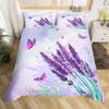 Lavender King Queen Duvet Cover Purple Flower Butterfly Bedding Set Abstract Marble Floral Comforter Cover Polyester Quilt Cover