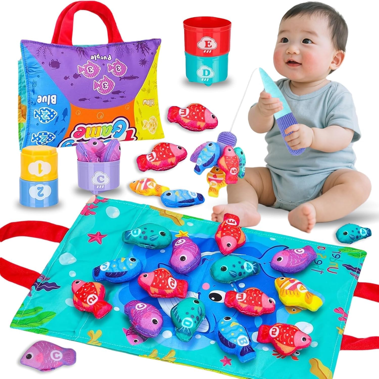 

Linbeya Baby Toy, Educational Toy, Montessori Fishing Toy, Fabric Fishing Game, for Boys and Girls, Birthday, Christmas, New Year s Gift, Ages 0-3,