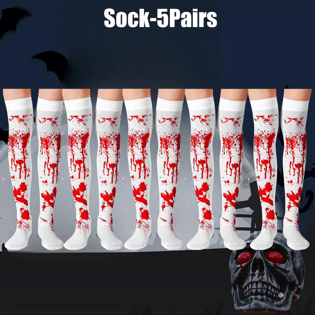 10Pairs Halloween Gloves Horror Ambiance Decoration Bloodstained Gloves Bloody Socks Halloween Party Horror Bloodprint Props