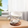 Wax Melt Warmer With Wood Base Candle Holder Large Capacity Essential Oil Burners For Aromatherapies And Relaxation