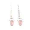 Natural Rose Quartz Gemstone 925 Sterling Silver Jewelry Handmade Earrings 2.3" EE-166-28
