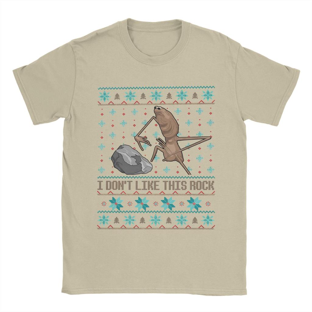 Mens TShirt I DonT Like This Rock Ugly Christmas Marcus The Worm Xmas Funny Meme  Pure Cotton Tees Marcus The Worm T Shirts