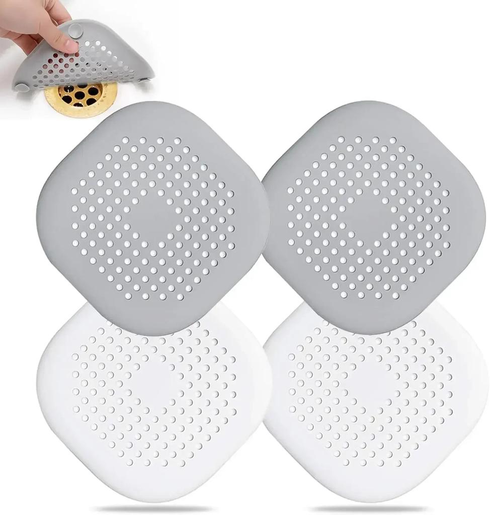 Durable Silicone Square Shower Drain Cover Prevents Sink Clogging, Shower Drain Strainer, Adsorption Sink Strainer, Convenient