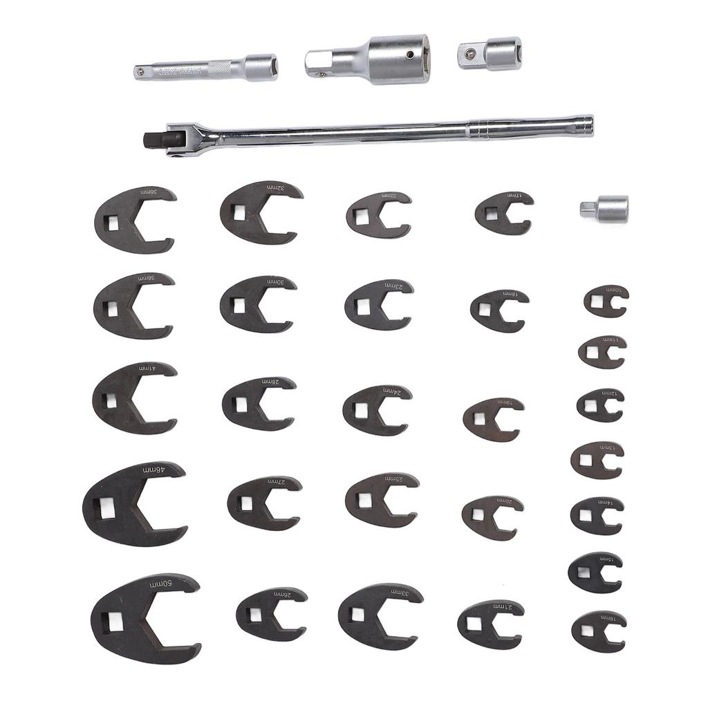 32Pcs 10 to 50mm Metric Tight Clearance Brake Line Wrench Set 3 8 1 2 3 4 Inch Drive Offset Open End Wrenches with